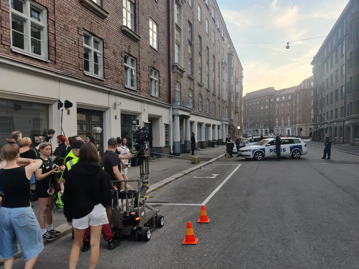 Film production operating on a city street